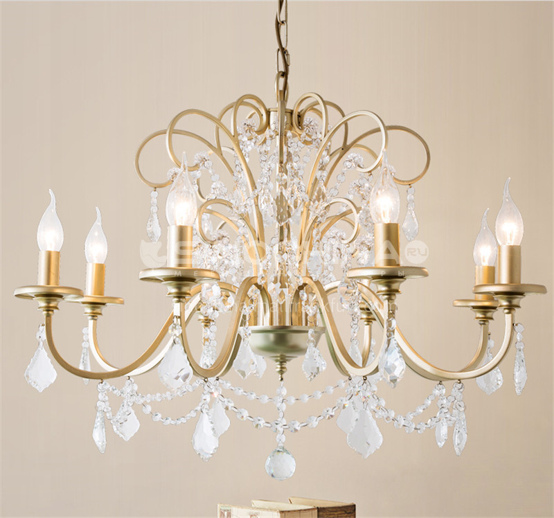 American Chandelier Living Room Dining Lamp Bedroom Past Wrought Iron Champagne Gold Creative Art Crystal Wx D9288 American Chandelier Living Room Dining, Large Wrought Iron Crystal Chandelier